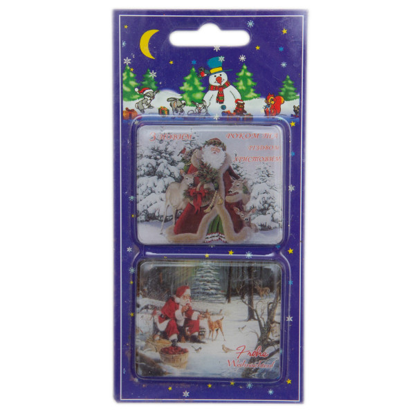 Набір новорічних магнітів Санта (Дід Мороз), 2 шт, 4,5x5,5 см (440320-3)
