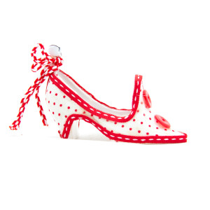 Новорічна ялинкова іграшка - фігурка Туфелька, 10 см, білий, текстиль (430673-1)