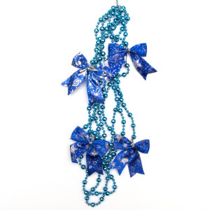 Намисто на ялинку з прикрасами, 2,7 м, синій, пластик, текстиль (471164-4)