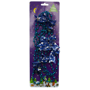 Намисто на ялинку з прикрасами, 2,7 м, синій, пластик, текстиль (471164-4)