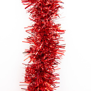 Новорічна прикраса - мішура, 200x6 см, ПВХ, червона (ГСС-60/2-3)