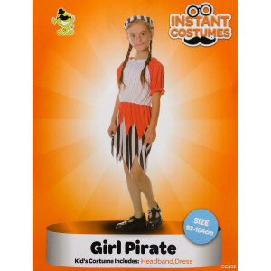Дитячий карнавальний костюм пірат для дівчинки, зріст 92-104 см, білий з оранжевим, віскоза, поліестер (CC532A)