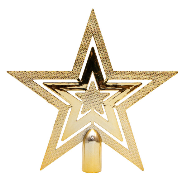 Ялинкова прикраса - верхівка на ялинку, h-20 см, золотистий, глянець, пластик (891671)