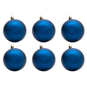 Набір ялинкових іграшок - кулі, 6 шт, D8 см, синій, матовий, пластик (890803)