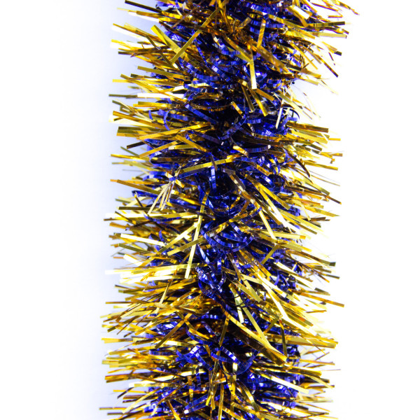 Новорічна прикраса - мішура, 200x7 см, ПВХ, золотисто-синя (ГСС-70/70/2-4)