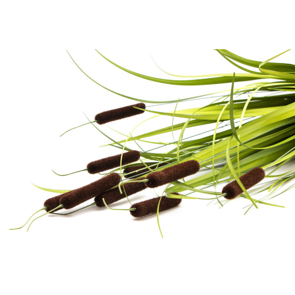 Штучна рослина Рогіз з травою у горшку, 78 см, коричневий, пластик (130375)