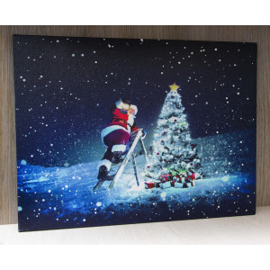 Картина, що світиться - Санта (Дід Мороз) та ялинка, 1 LED та 30 міні-лампочок на ялинці, 30x40x1,8 см (940041)