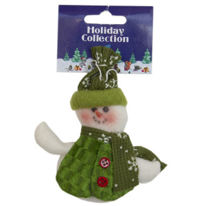 Ялинкова іграшка м'яка - Зелений Сніговик, 9 см, зелений, текстиль (000388-13)