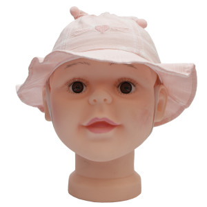 Панама дитяча з бантиком, ніжно-персиковий, 48 см, 1-3 років, бавовна (517366)