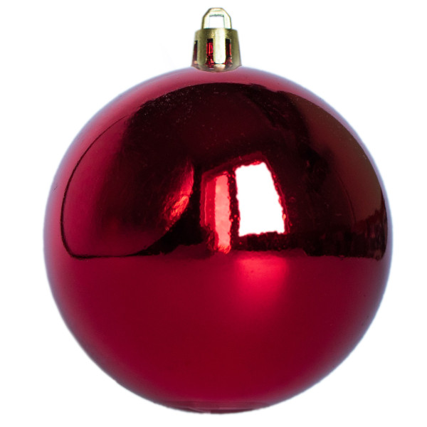 Набір ялинкових іграшок - кулі, 6 шт, D8 см, червоний, глянець, пластик (890834)