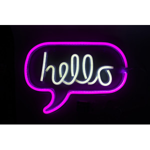 Неоновий світильник настінно-стельовий нічник - Напис HELLO, 43x31 см, 3 AA (141417)