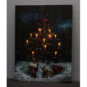 Картина, що світиться - Ялинка зі свічками які світяться, 12 LЕD ламп, 40x30x1,8 см (940010)