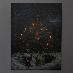 Картина, що світиться - Ялинка зі свічками які світяться, 12 LЕD ламп, 40x30x1,8 см (940010)