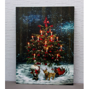 Картина, що світиться - Ялинка зі свічками які світяться, 12 LЕD ламп, 40x30x1,8 см (940010)