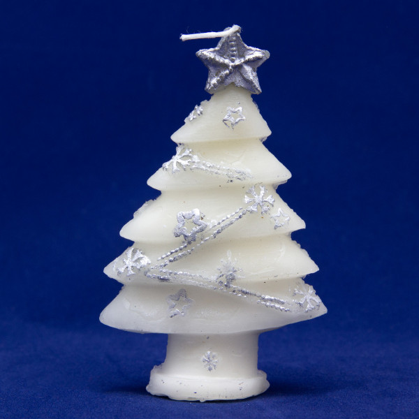 Свічка - Ялинка, 10,5x9,6x15 см, білий зі сріблястим, парафін (442935-3)