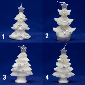 Свічка - Ялинка, 10,5x9,6x15 см, білий зі сріблястим, парафін (442935-3)