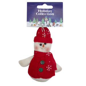 Ялинкова іграшка м'яка - Червоний Сніговик, 9 см, червоний, текстиль (000388-6)