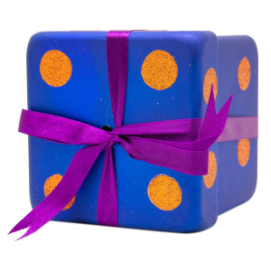 Новорічна ялинкова іграшка - фігурка Подарунок матовий з бантом, 10 см, темно-синій, пластик (110247-4)