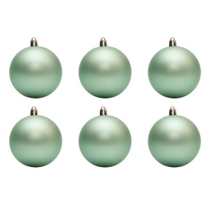 Набір ялинкових іграшок - кулі, 6 шт, D8 см, м'ятний, матовий, пластик (891220)