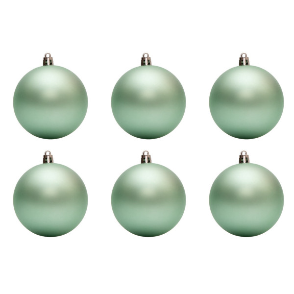 Набір ялинкових іграшок - кулі, 6 шт, D8 см, м'ятний, матовий, пластик (891220)