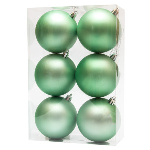 Набір ялинкових іграшок - кулі, 6 шт, D8 см, м'ятний, матовий, пластик (891220)