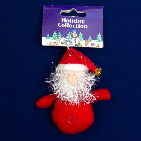 Ялинкова іграшка м'яка - Червоний Санта (Дід Мороз), 9 см, червоний, текстиль (000159-7)