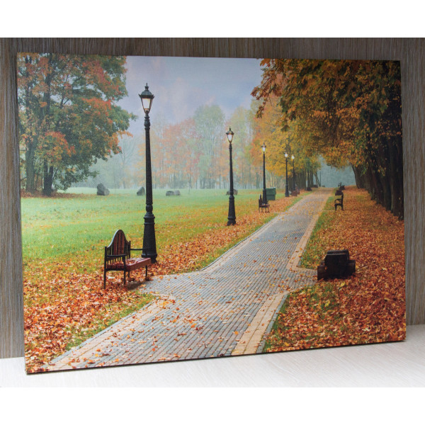 Картина, що світиться - осінній парк з ліхтарями, 5 LЕD ламп, 30x40 см (940058)