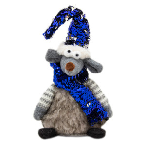 М'яка іграшка - щур з яскравим ковпаком, 25 см, сірий, синій, текстиль (460419)