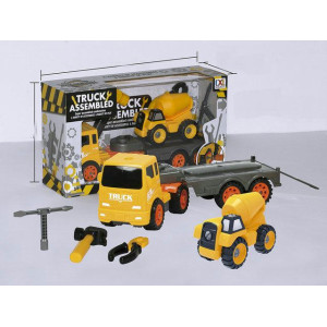 Ігровий набір - конструктор трейлер та бетонозмішувач, 45x13,5x24,5 см, пластик (CXL200-29B)