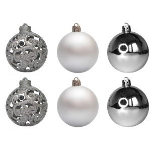 Набір ялинкових іграшок - кулі, 6 шт, D6 см, сріблястий, пластик (251703)