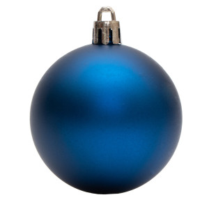 Набір ялинкових іграшок - кулі, 12 шт, D6 см, синій, матовий, пластик (890728)