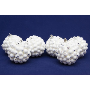 Набір ялинкових іграшок - пінопластові кулі з кольоровими блискітками, 6 шт, D7 см, білий, пінопласт (200275)