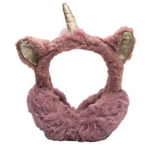 Хутряні навушники дитячі, теплі з еко хутра, Єдиноріг, 18-26,5x16x13 см, рожеві (240158)