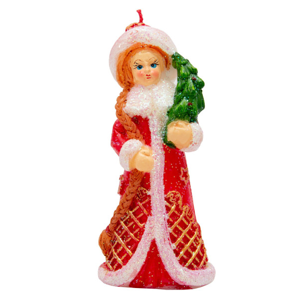 Свічка - Снігуронька з ялинкою, 13,6 см, червоний з білим, парафін (791026-2)