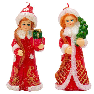 Свічка - Снігуронька з ялинкою, 13,6 см, червоний з білим, парафін (791026-2)