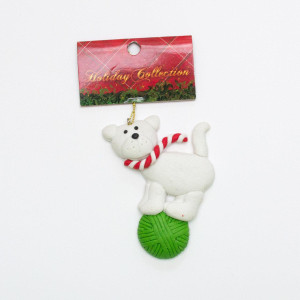 Новорічна ялинкова іграшка - фігурка Собака, 9 см, білий, пластик (001378-2)