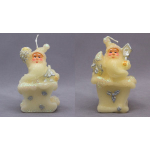 Свічка - Санта (Дід Мороз) з ялинкою, 6,5x4x10 см, білий, парафін (442966-1)