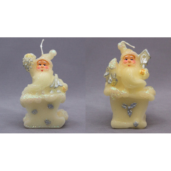 Свічка - Санта (Дід Мороз) з ялинкою, 6,5x4x10 см, білий, парафін (442966-1)