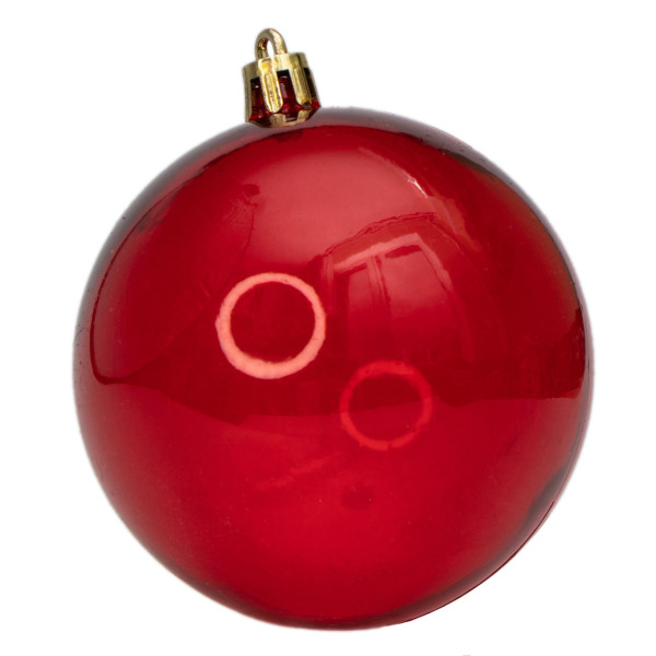 Набір ялинкових іграшок - кулі 6 шт, D8 см, червоний, прозорий, пластик, глянець (891725)