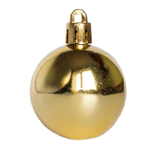 Набір ялинкових іграшок - міні-кулі, 16 шт, D4 см, золотистий, глянець, пластик (890667)