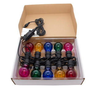 Світлодіодна гірлянда, 8,4 м, 10 ламп E27 з двома нитками, подовжувач, різнокольоровий, IP44 (930035)