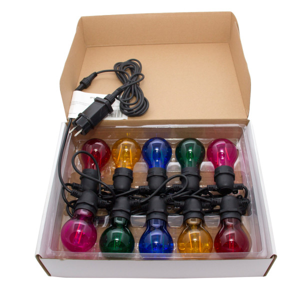 Світлодіодна гірлянда, 8,4 м, 10 ламп E27 з двома нитками, подовжувач, різнокольоровий, IP44 (930035)