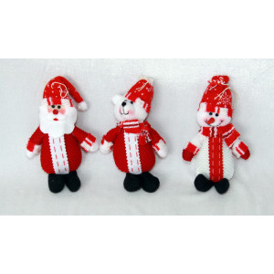 М'яка новорічна фігурка Ведмідь, 15 см, червоний, текстиль (180523-4)