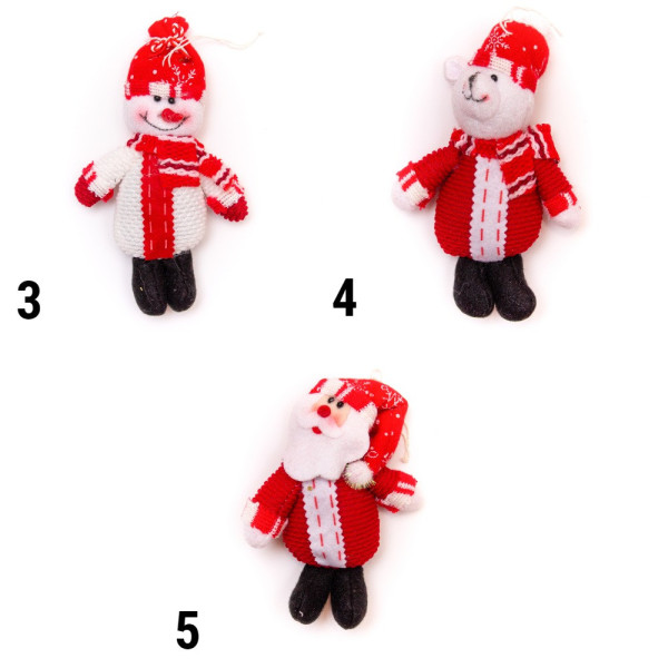 М'яка новорічна фігурка Ведмідь, 15 см, червоний, текстиль (180523-4)