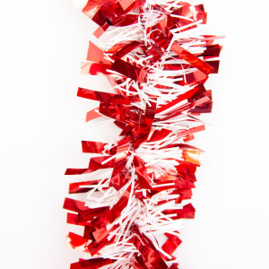 Новорічна прикраса - мішура, 200x7 см, ПВХ, червоно-біла (ГН-50/70/2-1)