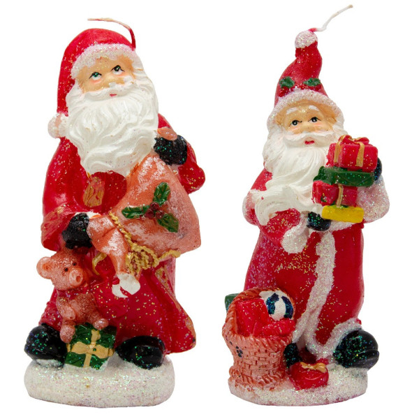 Свічка - Санта (Дід Мороз) з подарунками, 15 см, червоний з білим, парафін (791019-2)