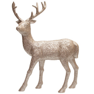 Новорічна фігурка - Олень, 30 см, шампань, пластик (004980) для декору та інтер'єру (004980)