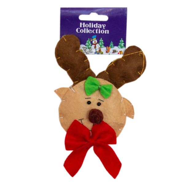 Ялинкова іграшка м'яка - Олень, 11 см, бежевий, текстиль (000401-6)