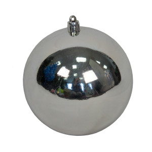 Ялинкова іграшка - куля, D10 см, срібляста, глянець, пластик (890254)