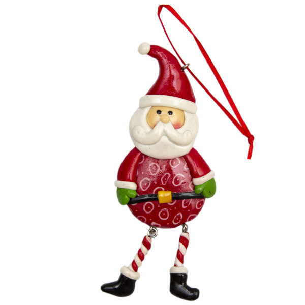 Новорічна ялинкова іграшка - фігурка Санта (Дід Мороз), 13 см, червоний, полірезин (001583-4)
